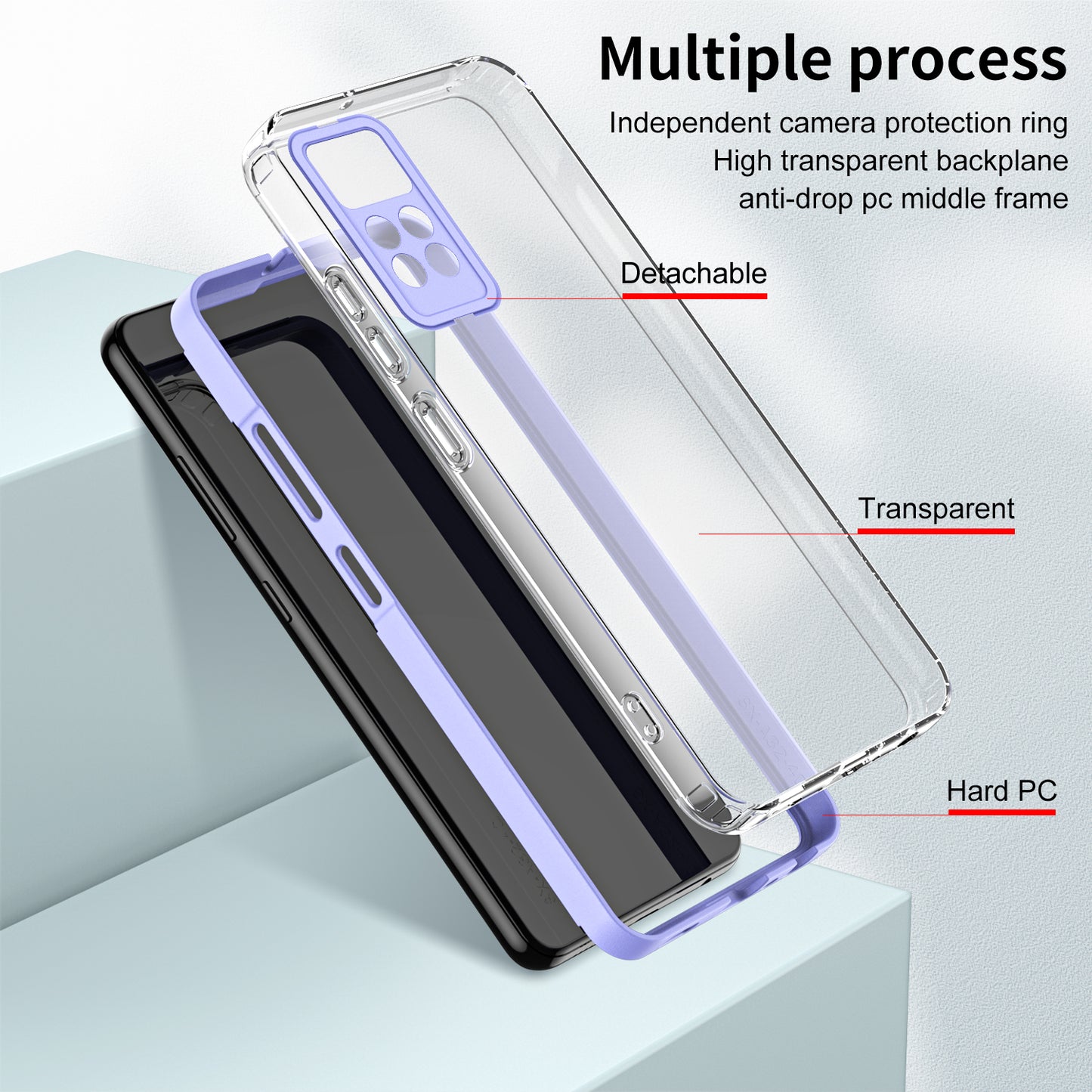 For Xiaomi Redmi Note 12 Pro 4G Phone Case TPU Backplate + PC Frame + PC Camera Ring Clear Cover