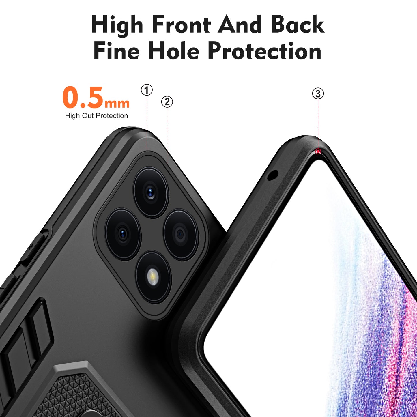 For Honor X8a 4G Hidden Kickstand Phone Case TPU+PC Back Cover with Silicone Ring Strap