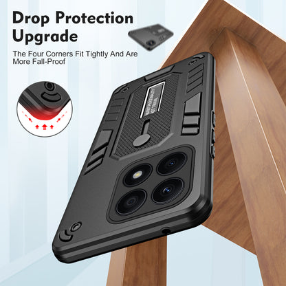 For Honor X8a 4G Hidden Kickstand Phone Case TPU+PC Back Cover with Silicone Ring Strap
