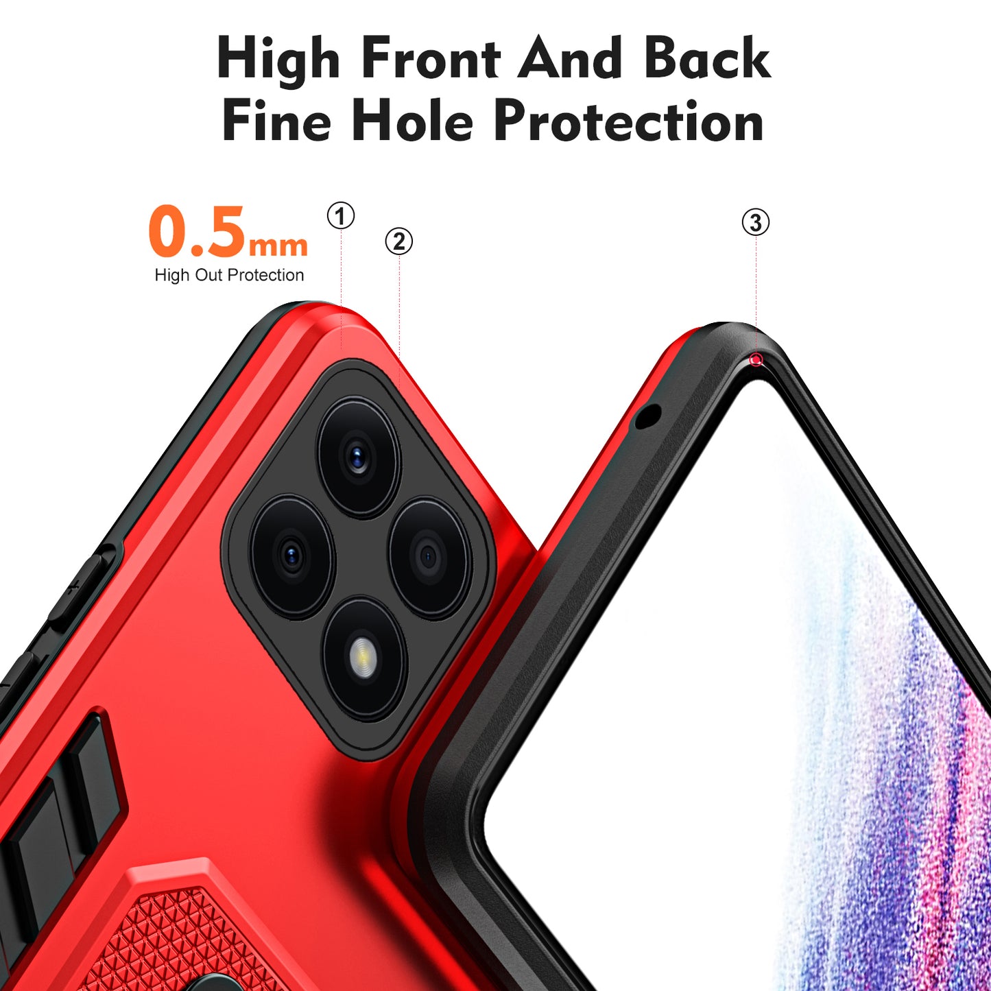 For Honor X8a 4G Hidden Kickstand Phone Case TPU+PC Back Cover with Silicone Ring Strap