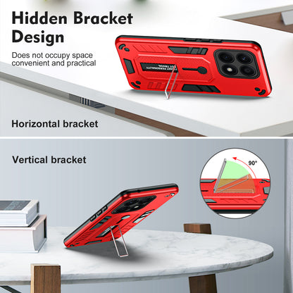 For Honor X8a 4G Hidden Kickstand Phone Case TPU+PC Back Cover with Silicone Ring Strap