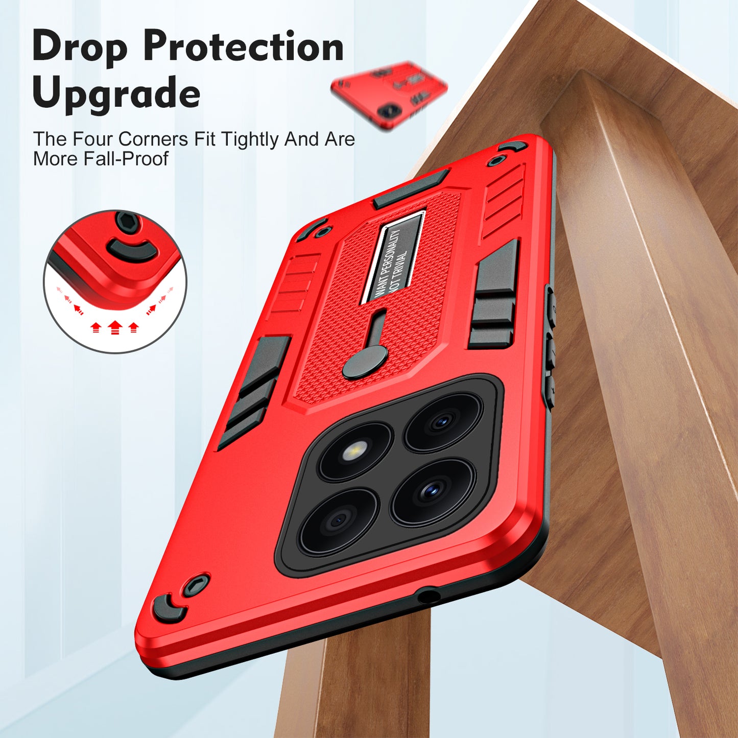 For Honor X8a 4G Hidden Kickstand Phone Case TPU+PC Back Cover with Silicone Ring Strap