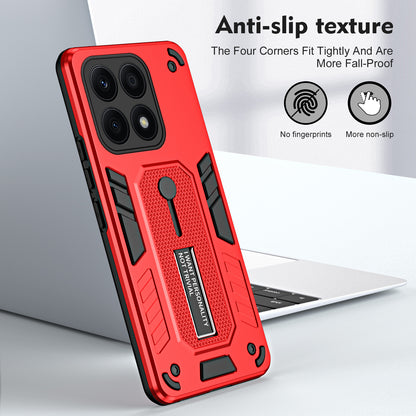 For Honor X8a 4G Hidden Kickstand Phone Case TPU+PC Back Cover with Silicone Ring Strap