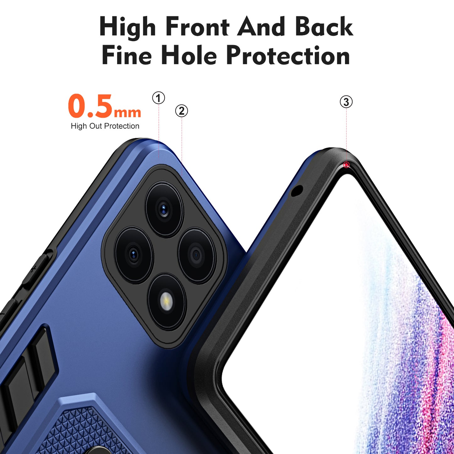 For Honor X8a 4G Hidden Kickstand Phone Case TPU+PC Back Cover with Silicone Ring Strap