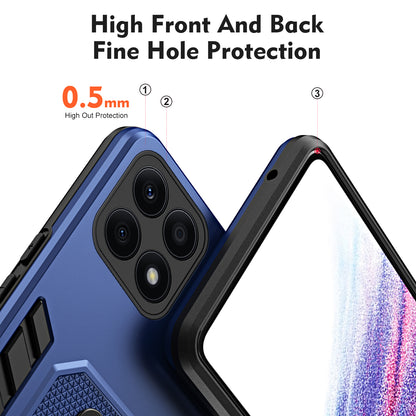 For Honor X8a 4G Hidden Kickstand Phone Case TPU+PC Back Cover with Silicone Ring Strap