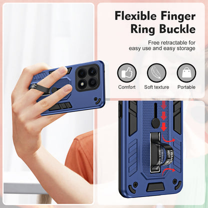 For Honor X8a 4G Hidden Kickstand Phone Case TPU+PC Back Cover with Silicone Ring Strap
