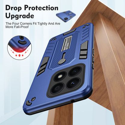 For Honor X8a 4G Hidden Kickstand Phone Case TPU+PC Back Cover with Silicone Ring Strap