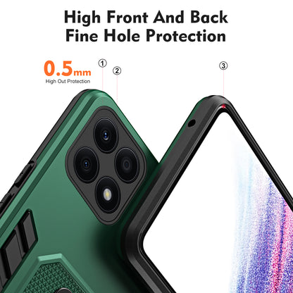 For Honor X8a 4G Hidden Kickstand Phone Case TPU+PC Back Cover with Silicone Ring Strap