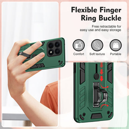 For Honor X8a 4G Hidden Kickstand Phone Case TPU+PC Back Cover with Silicone Ring Strap