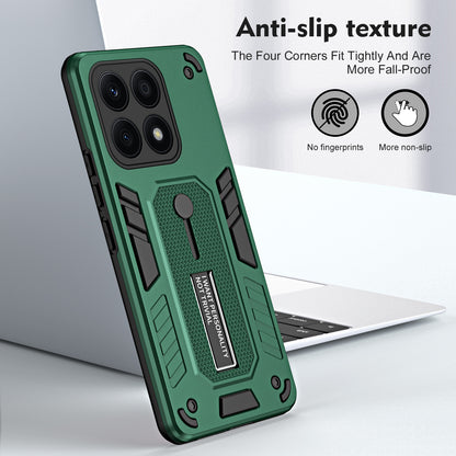 For Honor X8a 4G Hidden Kickstand Phone Case TPU+PC Back Cover with Silicone Ring Strap