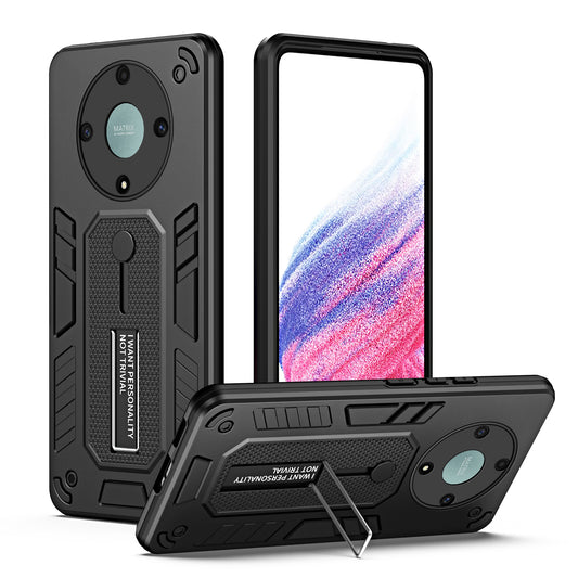 For Honor X9a 5G / X40 5G / Magic5 Lite 5G Metal Kickstand Phone Case Silicone Ring Strap TPU+PC Cover