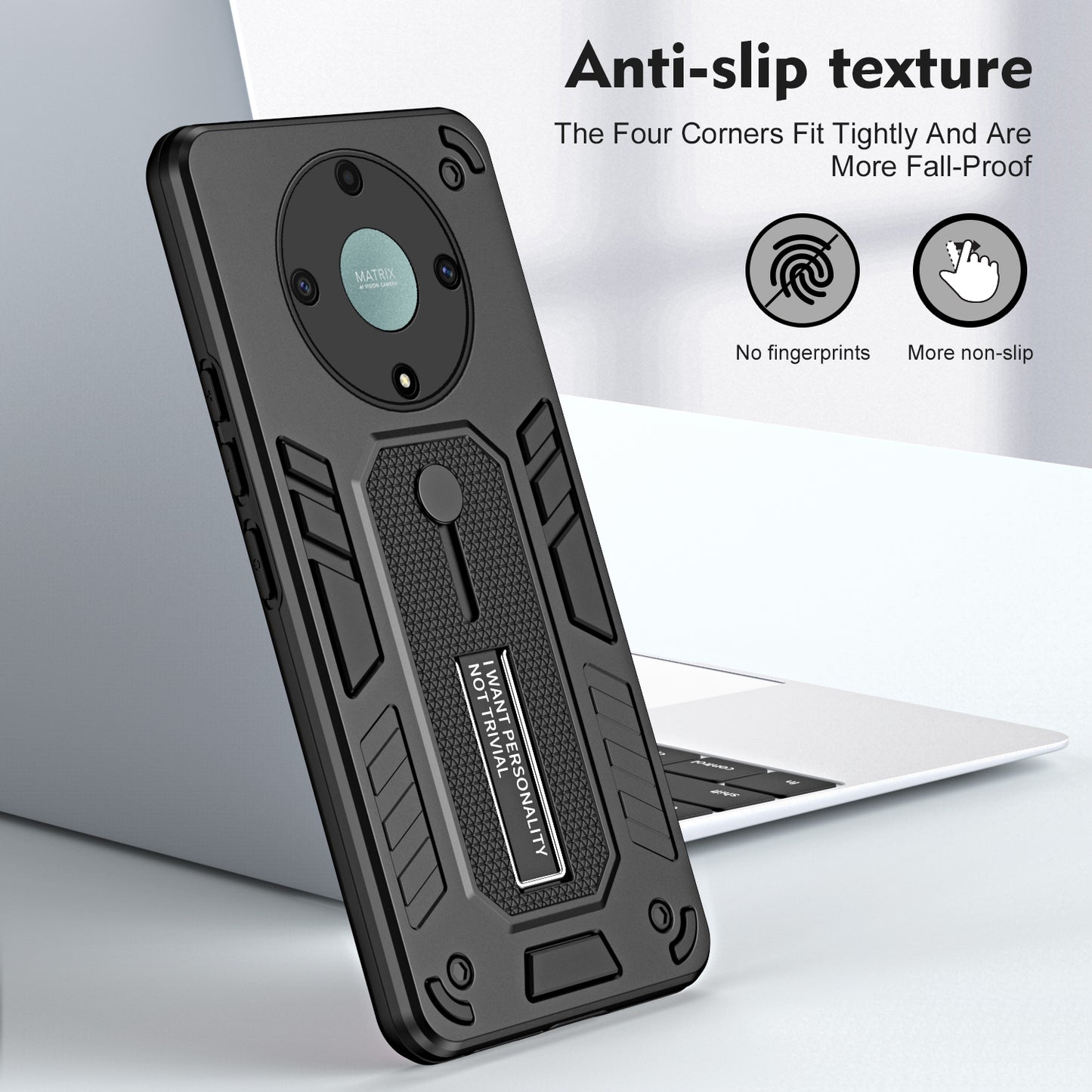 For Honor X9a 5G / X40 5G / Magic5 Lite 5G Metal Kickstand Phone Case Silicone Ring Strap TPU+PC Cover