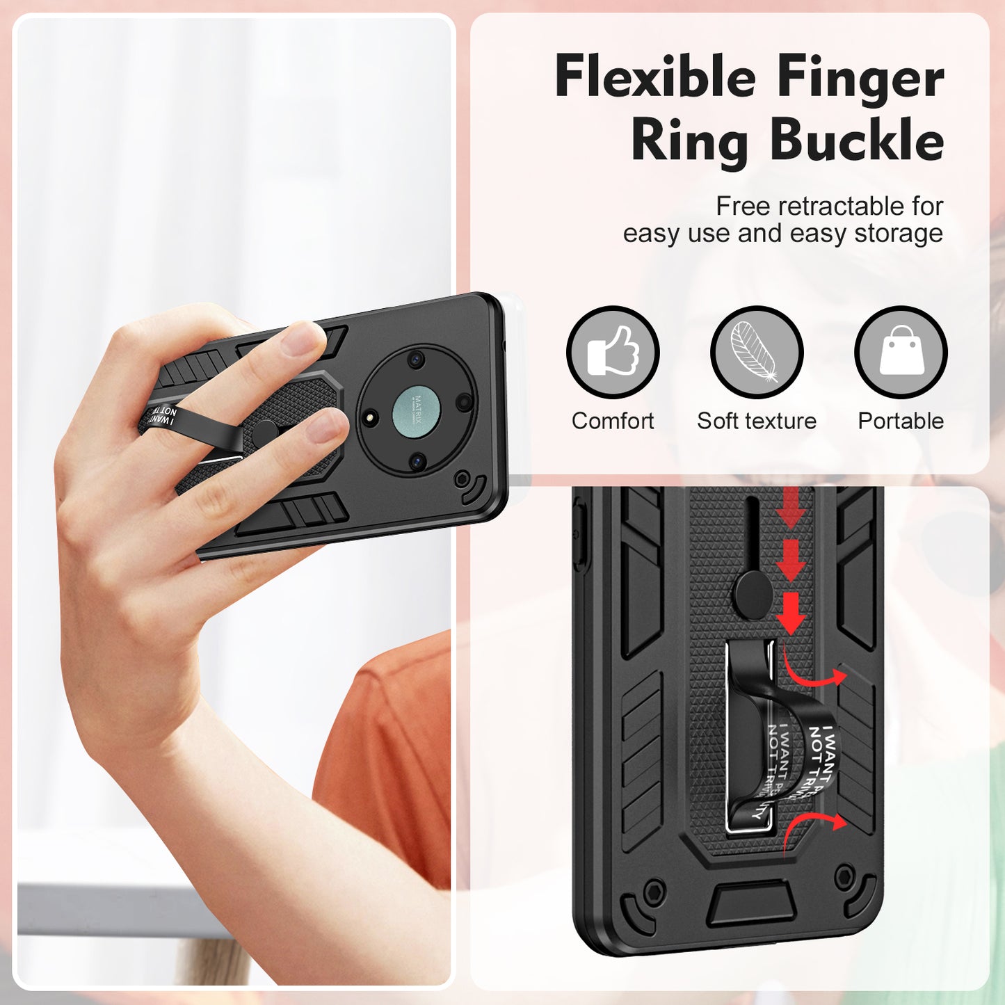 For Honor X9a 5G / X40 5G / Magic5 Lite 5G Metal Kickstand Phone Case Silicone Ring Strap TPU+PC Cover