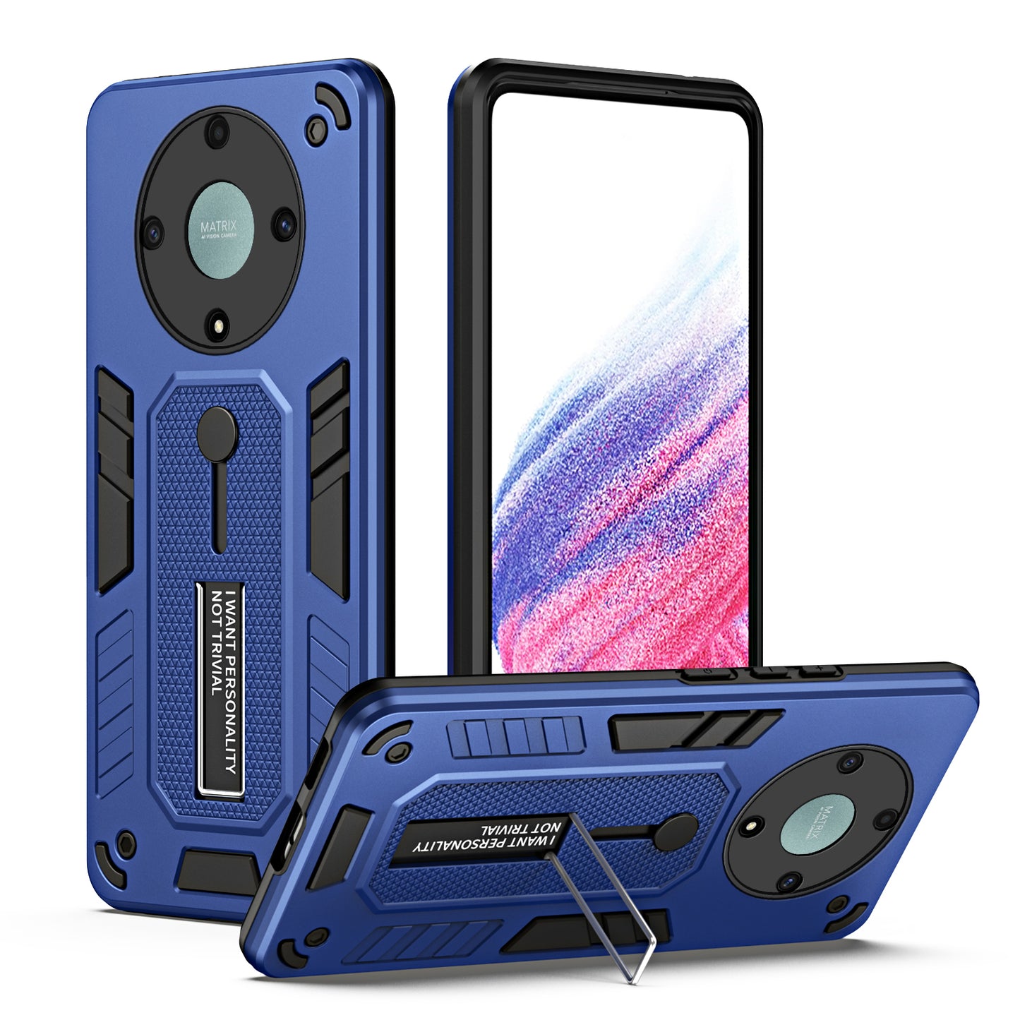 For Honor X9a 5G / X40 5G / Magic5 Lite 5G Metal Kickstand Phone Case Silicone Ring Strap TPU+PC Cover