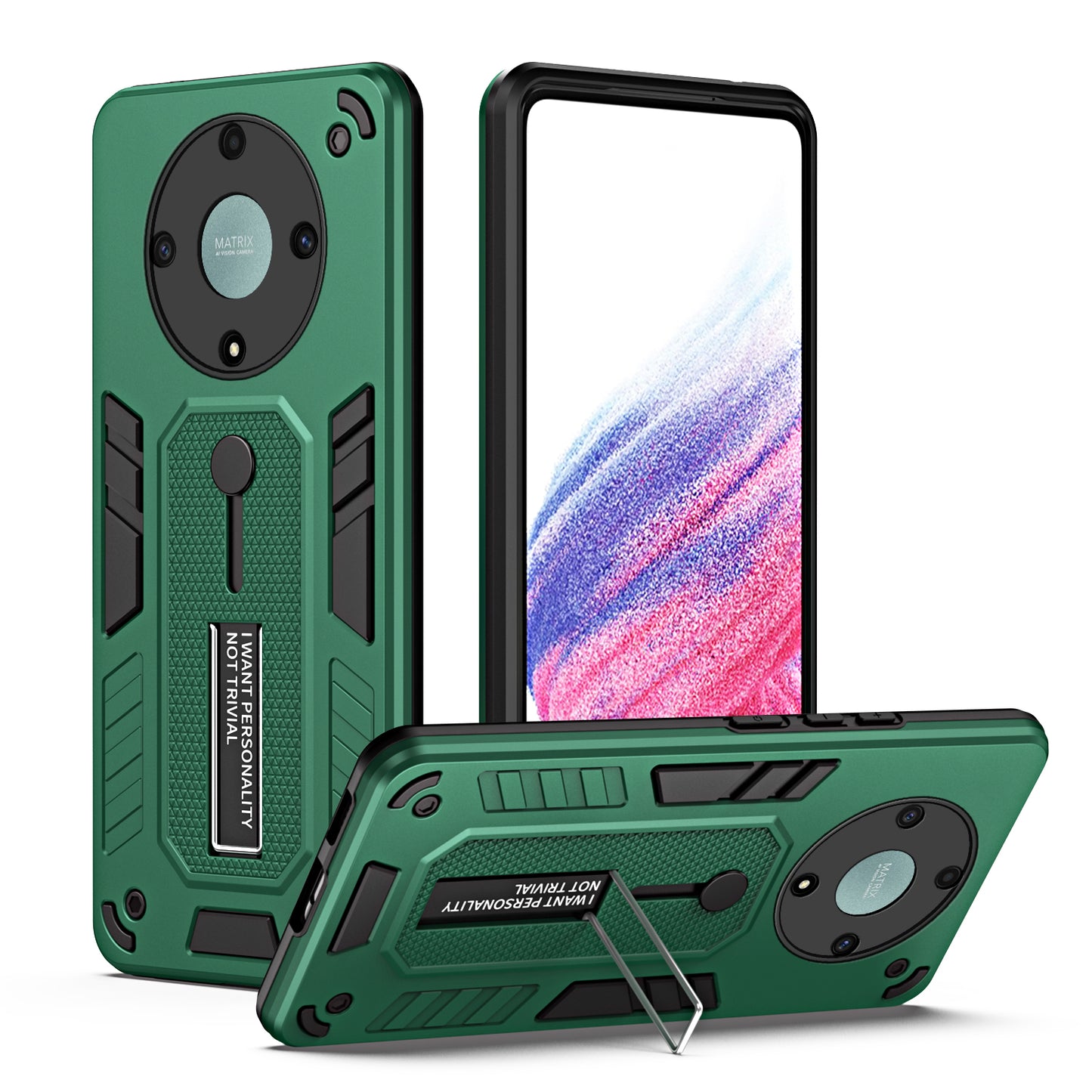 For Honor X9a 5G / X40 5G / Magic5 Lite 5G Metal Kickstand Phone Case Silicone Ring Strap TPU+PC Cover