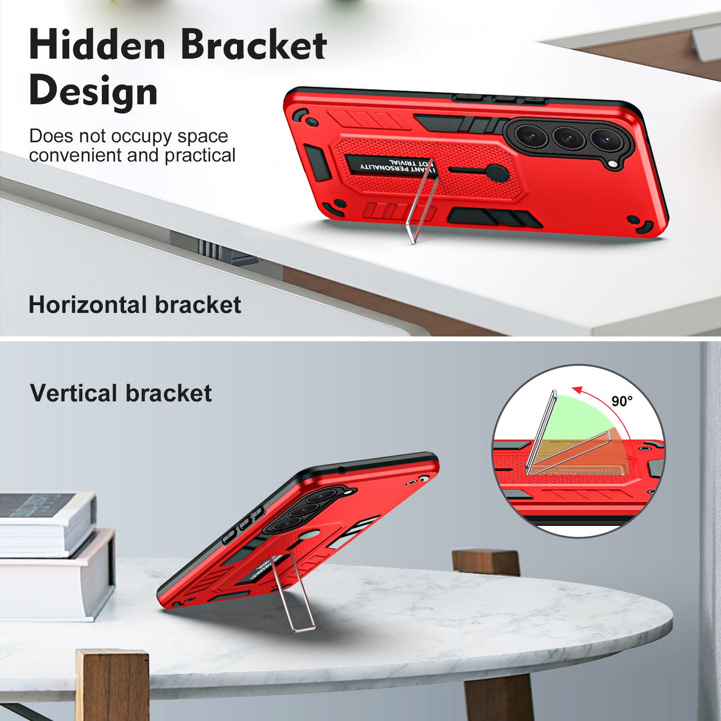 For Samsung Galaxy S23+ Phone Case Silicone Ring Strap TPU+PC Anti-drop Cover with Metal Kickstand