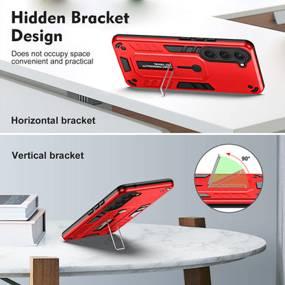 For Samsung Galaxy S23+ Phone Case Silicone Ring Strap TPU+PC Anti-drop Cover with Metal Kickstand