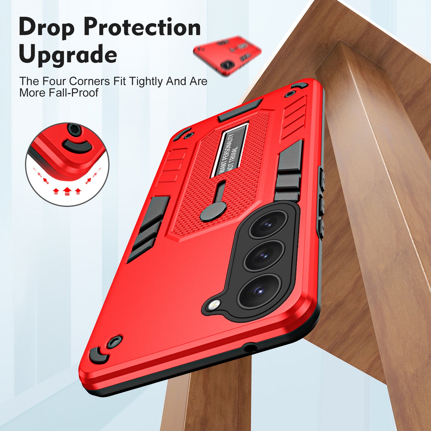 For Samsung Galaxy S23+ Phone Case Silicone Ring Strap TPU+PC Anti-drop Cover with Metal Kickstand