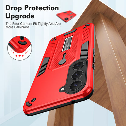 For Samsung Galaxy S23+ Phone Case Silicone Ring Strap TPU+PC Anti-drop Cover with Metal Kickstand