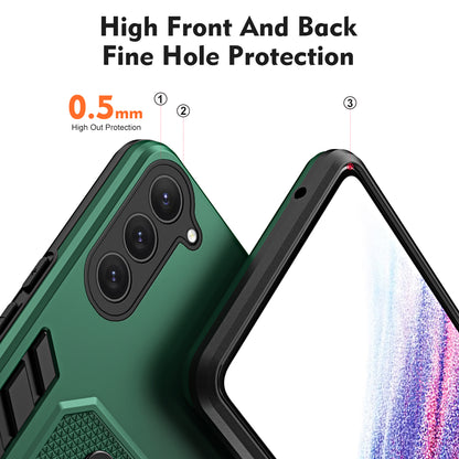 For Samsung Galaxy S23+ Phone Case Silicone Ring Strap TPU+PC Anti-drop Cover with Metal Kickstand