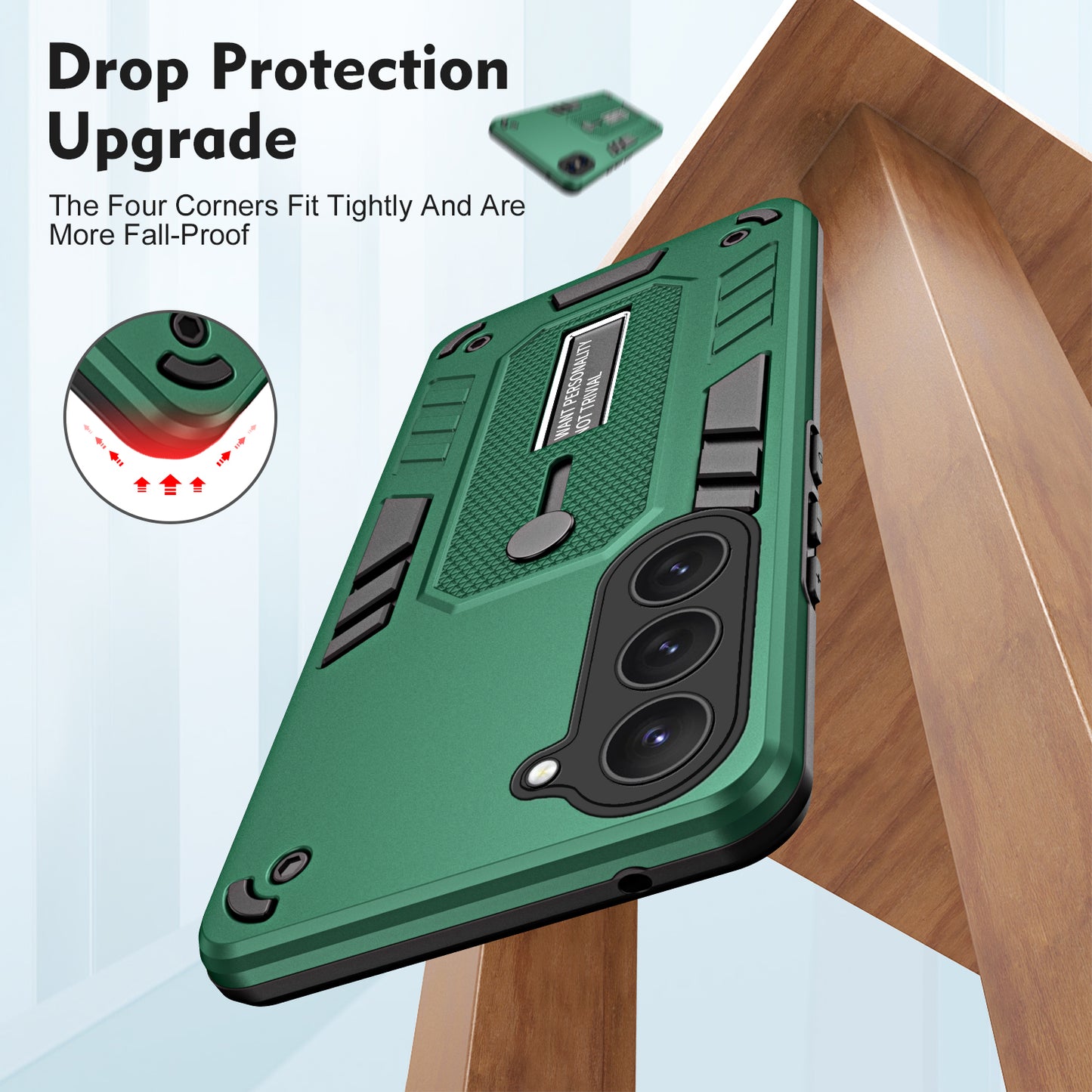 For Samsung Galaxy S23+ Phone Case Silicone Ring Strap TPU+PC Anti-drop Cover with Metal Kickstand