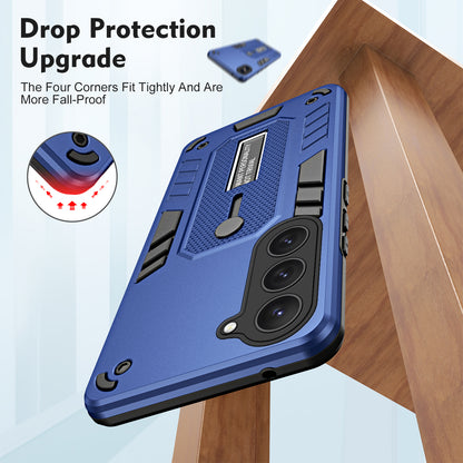 For Samsung Galaxy S23+ Phone Case Silicone Ring Strap TPU+PC Anti-drop Cover with Metal Kickstand