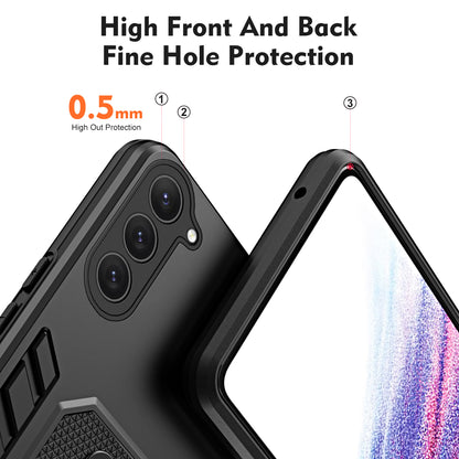 For Samsung Galaxy S23 TPU+PC Anti-drop Cover Hidden Kickstand Phone Case with Silicone Ring Strap