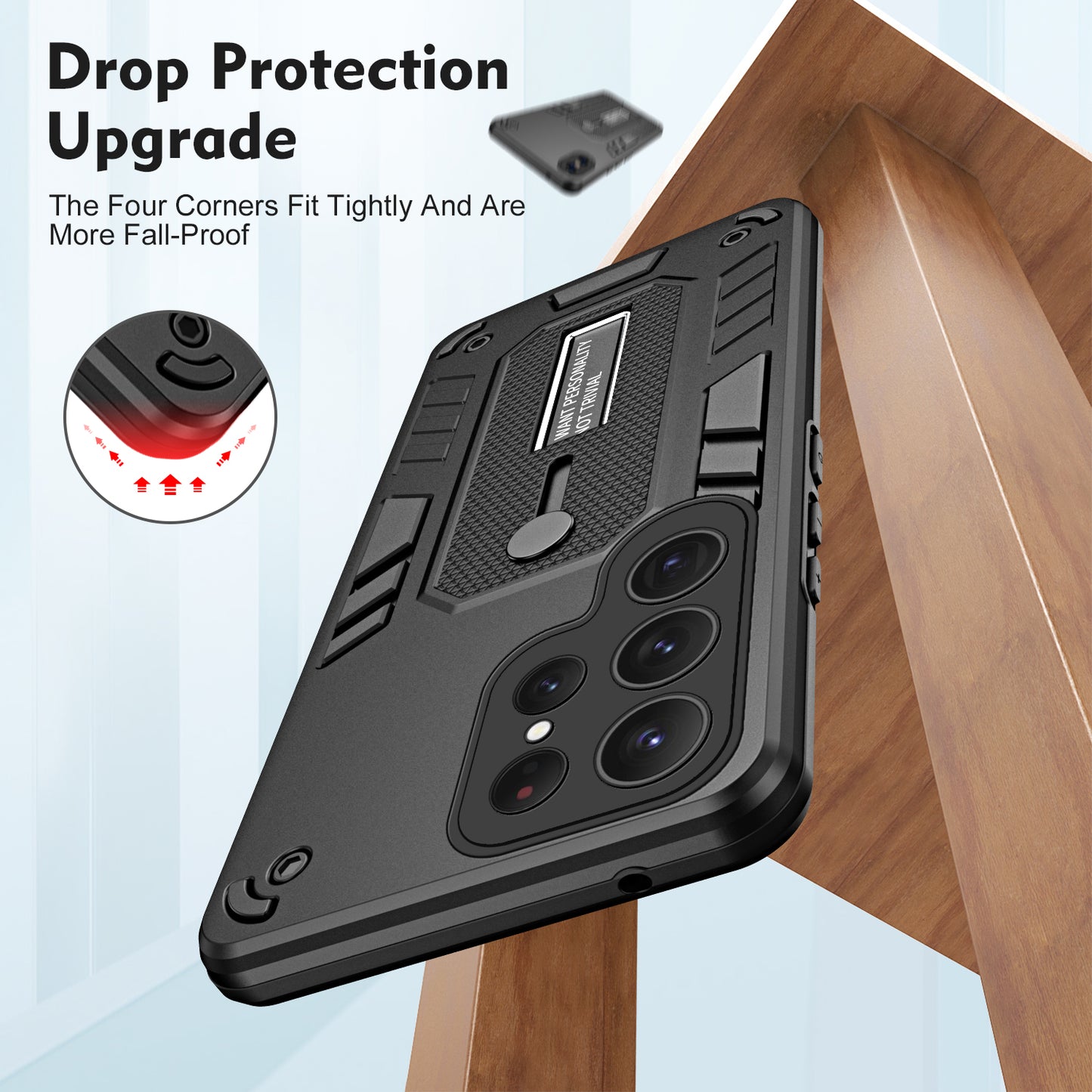 For Samsung Galaxy S23 Ultra Metal Kickstand Phone Case Silicone Ring Strap TPU+PC Shockproof Cover