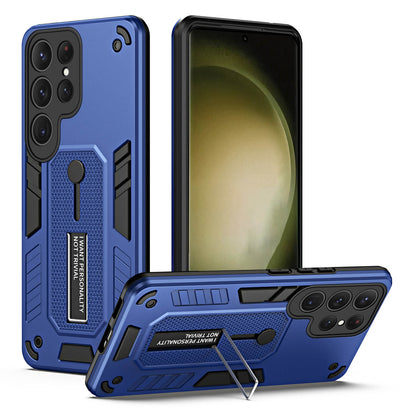 For Samsung Galaxy S23 Ultra Metal Kickstand Phone Case Silicone Ring Strap TPU+PC Shockproof Cover