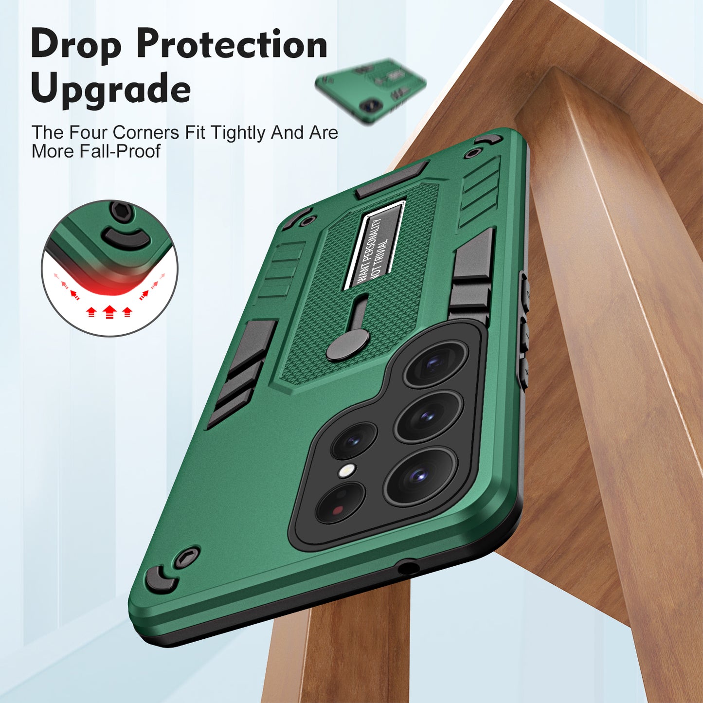 For Samsung Galaxy S23 Ultra Metal Kickstand Phone Case Silicone Ring Strap TPU+PC Shockproof Cover