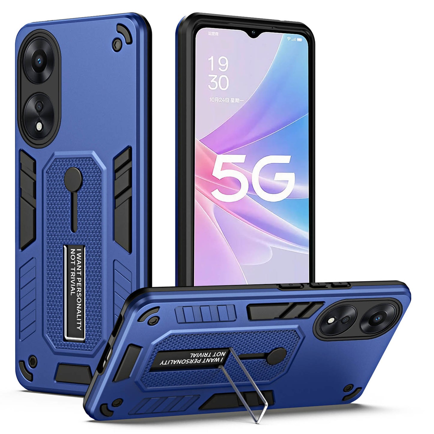 For Oppo A78 5G Hidden Kickstand Phone Cover Silicone Ring Strap TPU+PC Protective Case