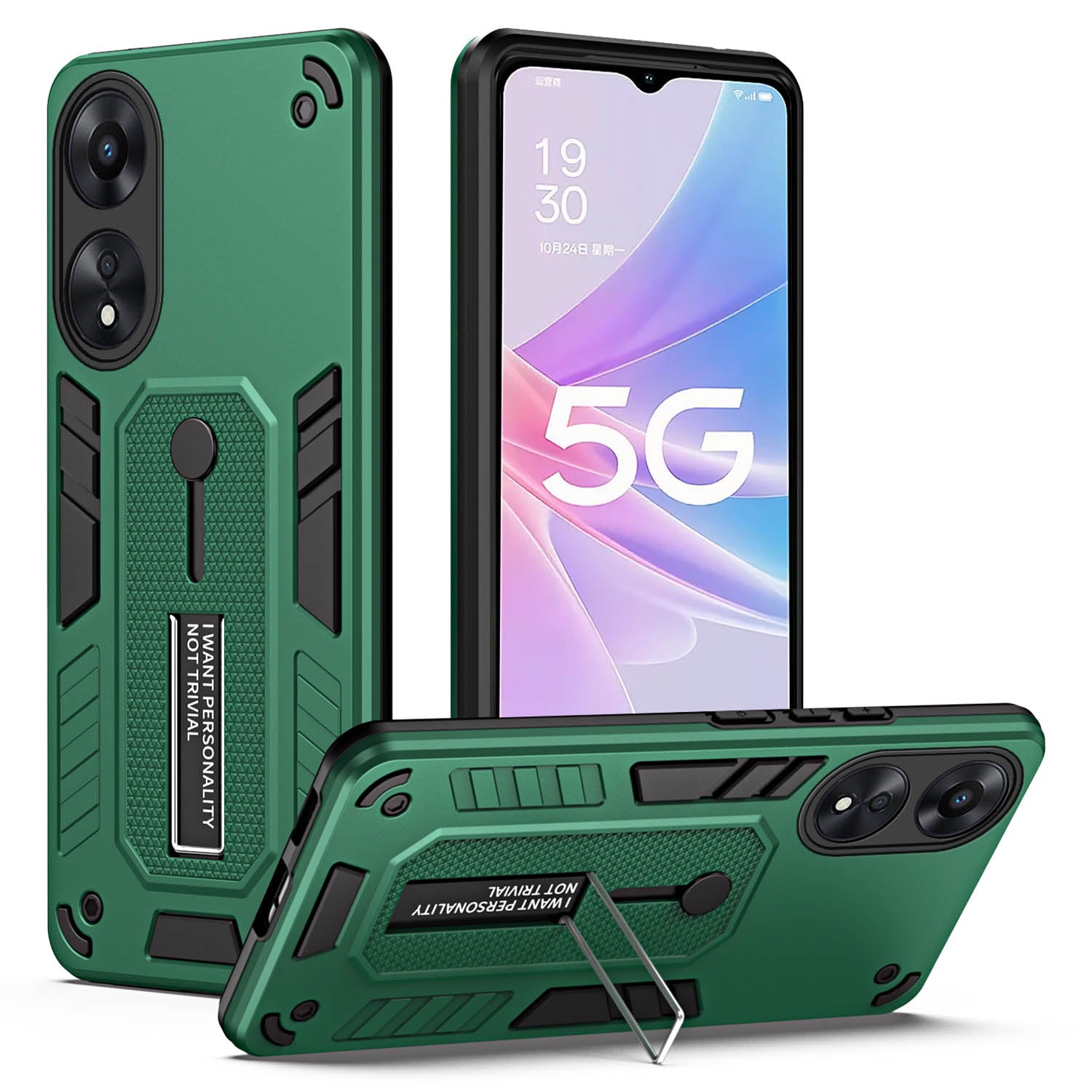 For Oppo A78 5G Hidden Kickstand Phone Cover Silicone Ring Strap TPU+PC Protective Case