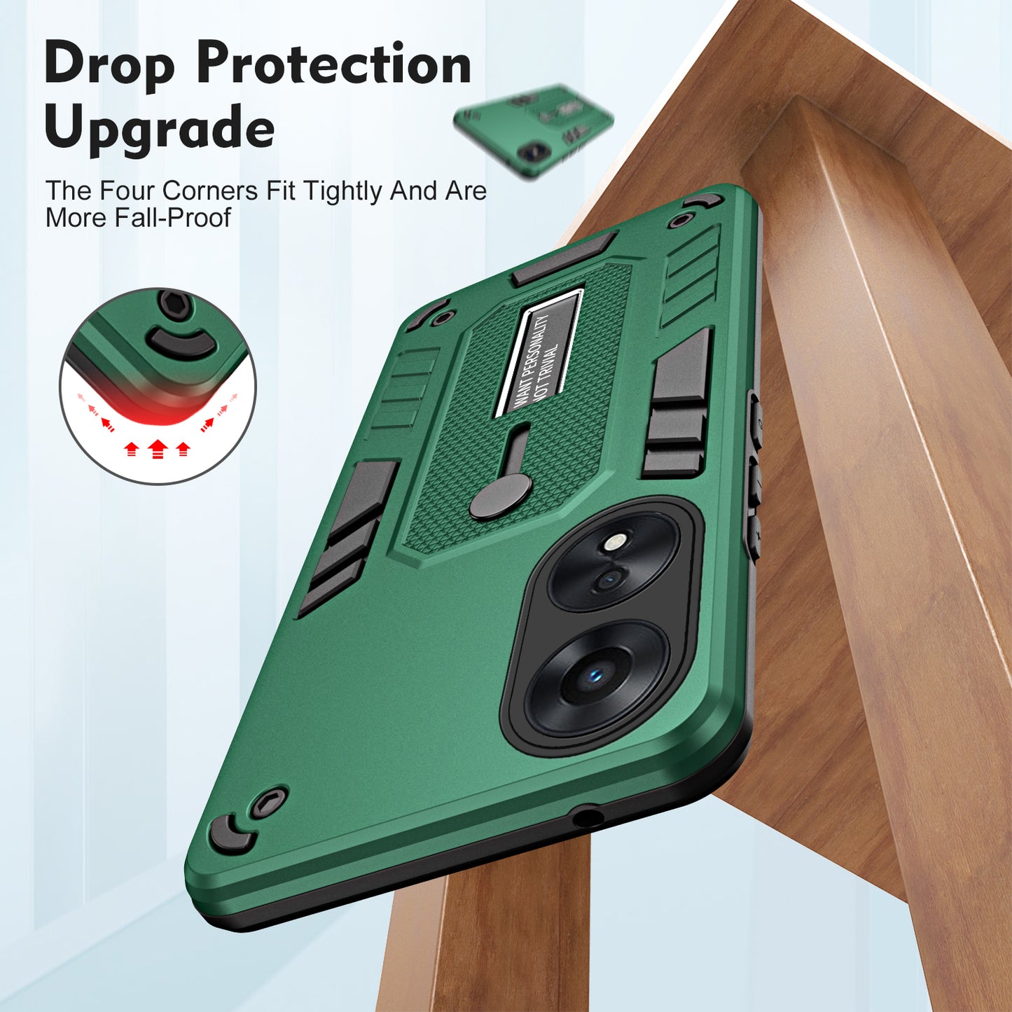 For Oppo A78 5G Hidden Kickstand Phone Cover Silicone Ring Strap TPU+PC Protective Case