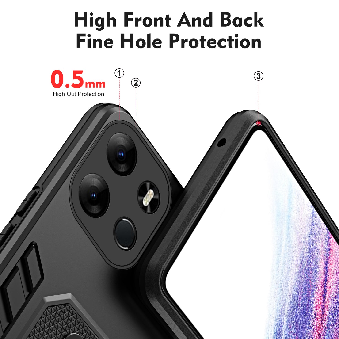 For Tecno Spark Go 2023 4G / Pop 7 Pro 4G Soft Ring Strap TPU+PC Phone Case Kickstand Back Cover