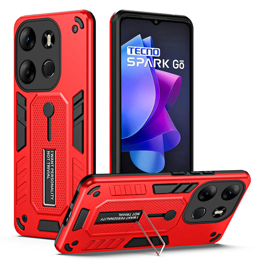 For Tecno Spark Go 2023 4G / Pop 7 Pro 4G Soft Ring Strap TPU+PC Phone Case Kickstand Back Cover