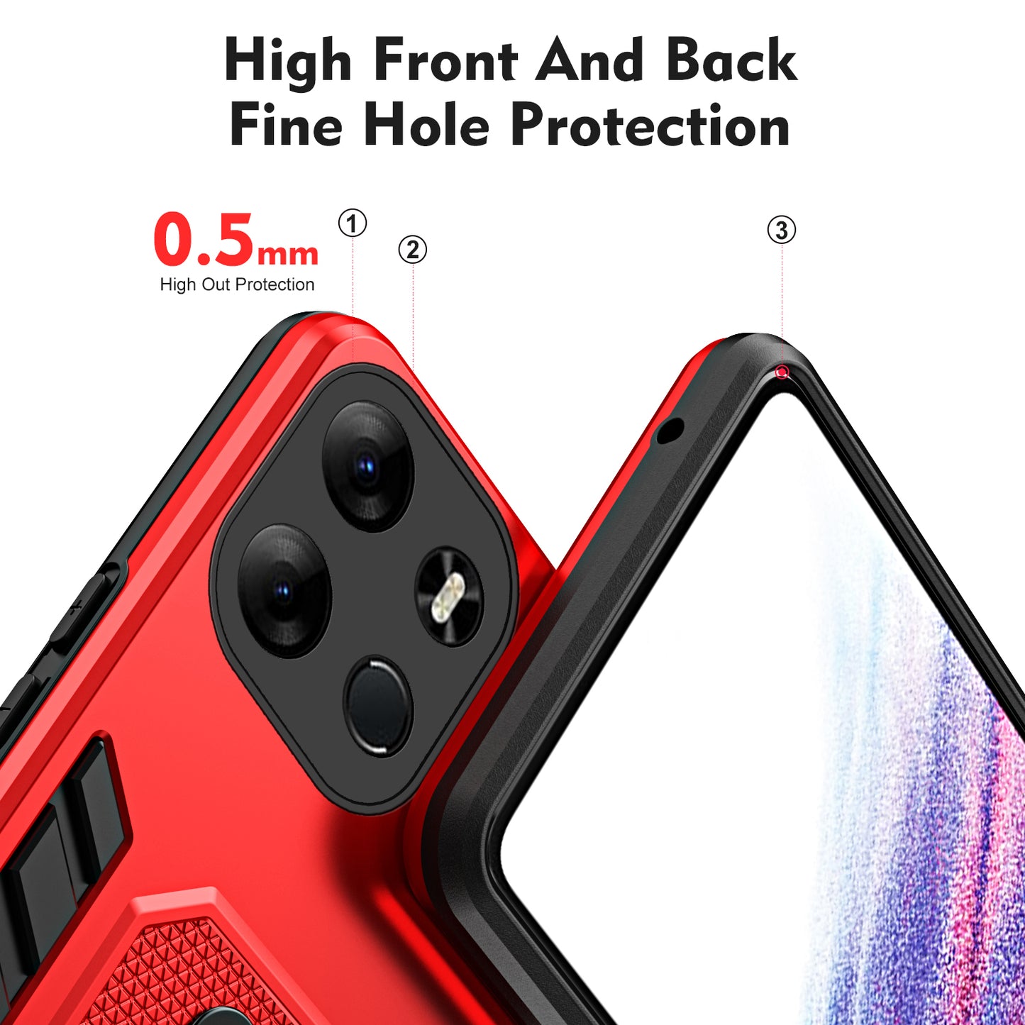 For Tecno Spark Go 2023 4G / Pop 7 Pro 4G Soft Ring Strap TPU+PC Phone Case Kickstand Back Cover