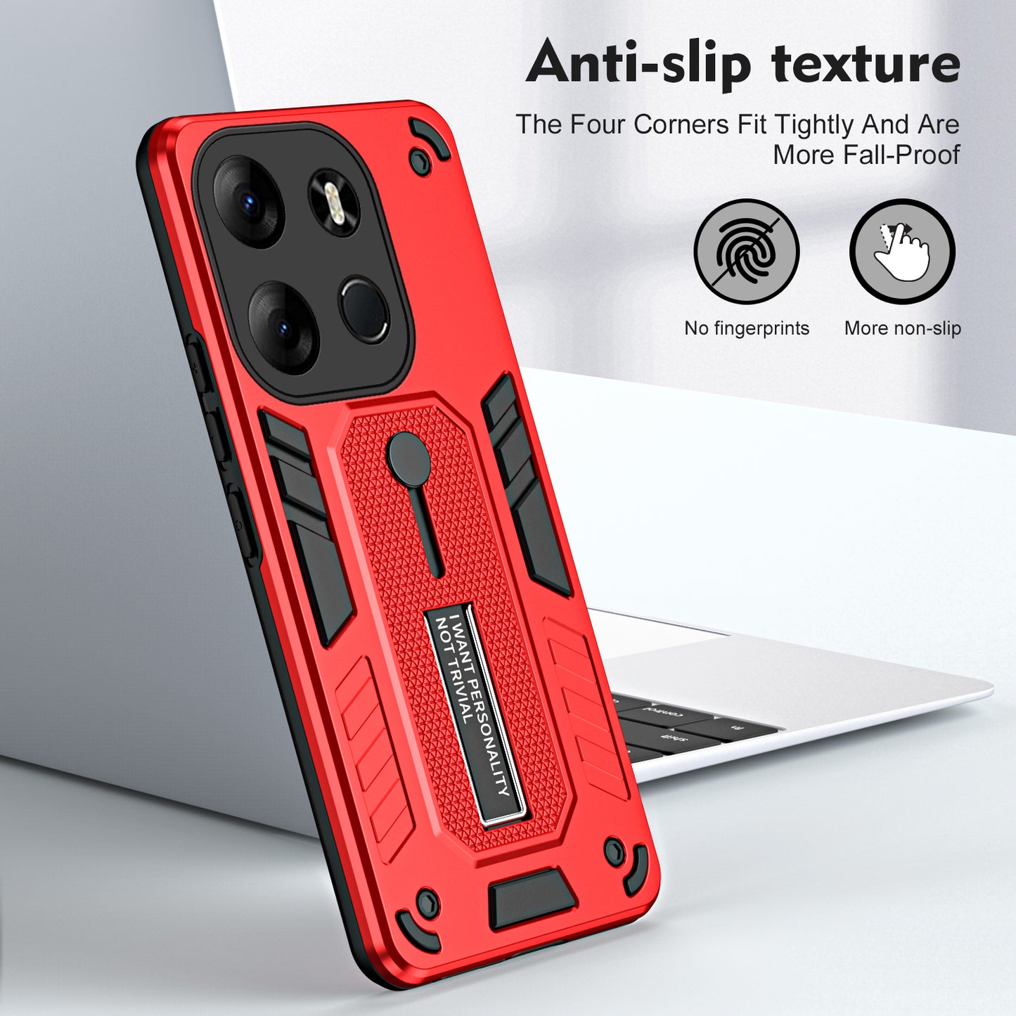 For Tecno Spark Go 2023 4G / Pop 7 Pro 4G Soft Ring Strap TPU+PC Phone Case Kickstand Back Cover