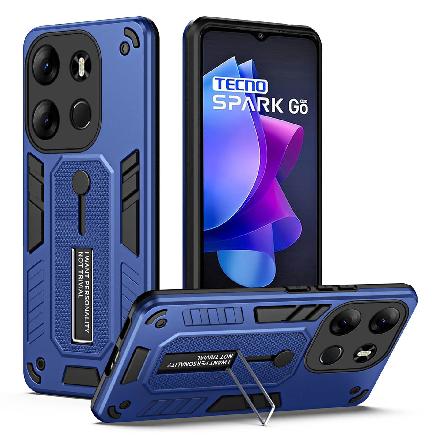 For Tecno Spark Go 2023 4G / Pop 7 Pro 4G Soft Ring Strap TPU+PC Phone Case Kickstand Back Cover
