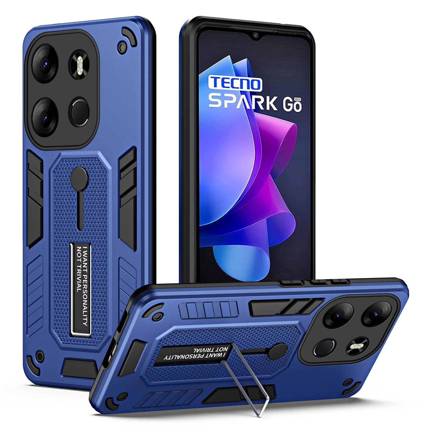 For Tecno Spark Go 2023 4G / Pop 7 Pro 4G Soft Ring Strap TPU+PC Phone Case Kickstand Back Cover