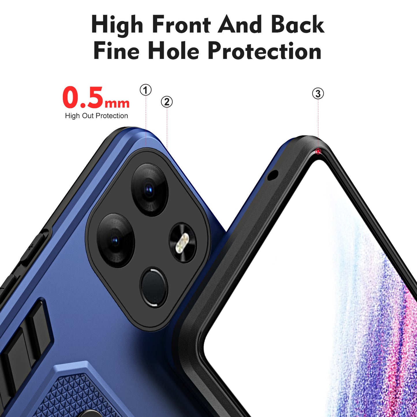 For Tecno Spark Go 2023 4G / Pop 7 Pro 4G Soft Ring Strap TPU+PC Phone Case Kickstand Back Cover