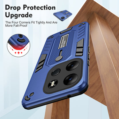 For Tecno Spark Go 2023 4G / Pop 7 Pro 4G Soft Ring Strap TPU+PC Phone Case Kickstand Back Cover