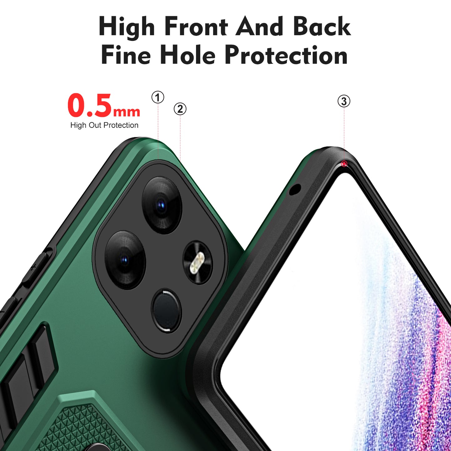 For Tecno Spark Go 2023 4G / Pop 7 Pro 4G Soft Ring Strap TPU+PC Phone Case Kickstand Back Cover