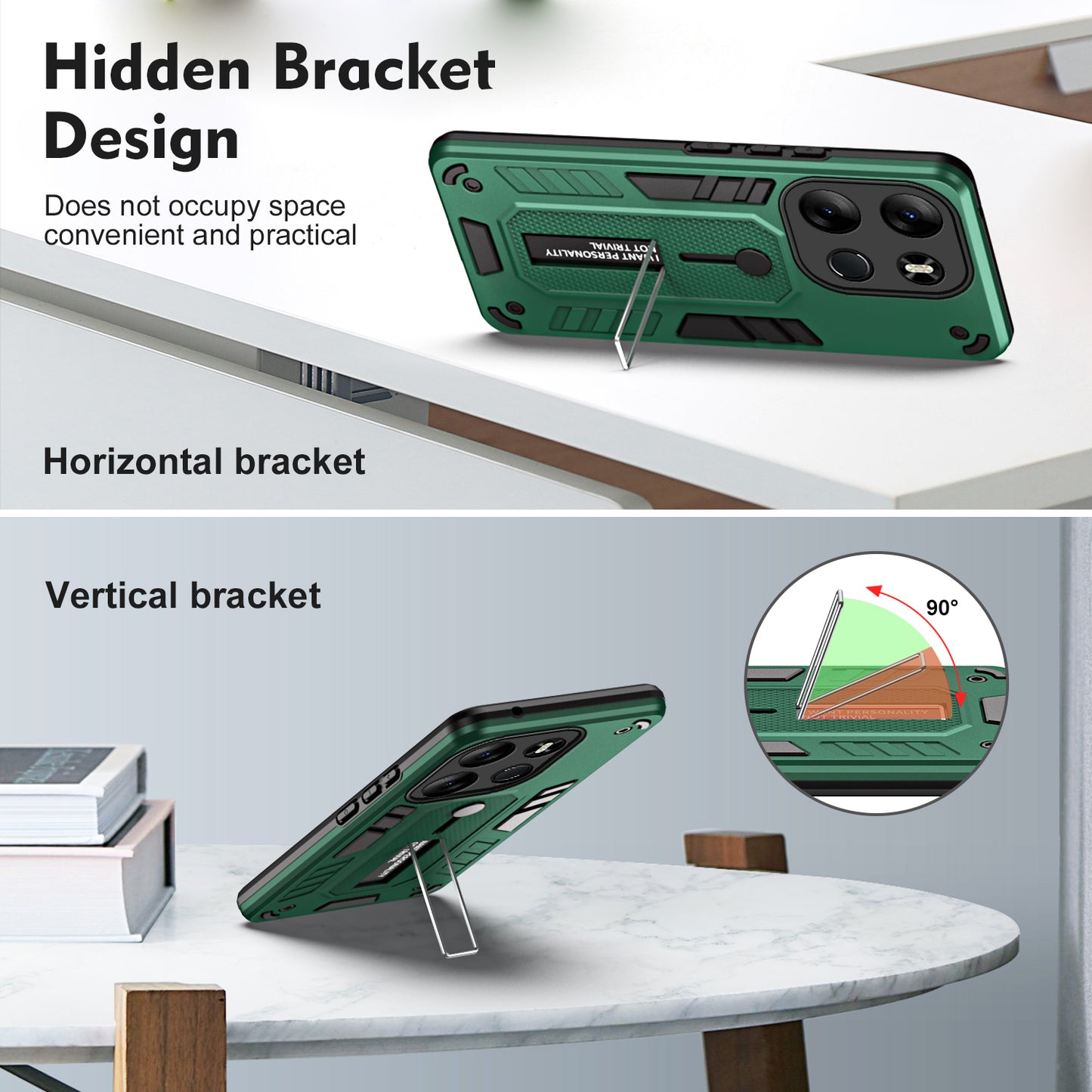 For Tecno Spark Go 2023 4G / Pop 7 Pro 4G Soft Ring Strap TPU+PC Phone Case Kickstand Back Cover