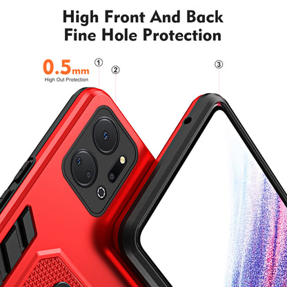 For Honor X7a 4G Hidden Kickstand Phone Case TPU+PC Back Cover with Finger Ring Strap