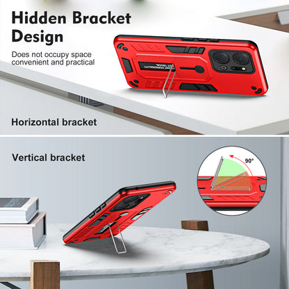 For Honor X7a 4G Hidden Kickstand Phone Case TPU+PC Back Cover with Finger Ring Strap