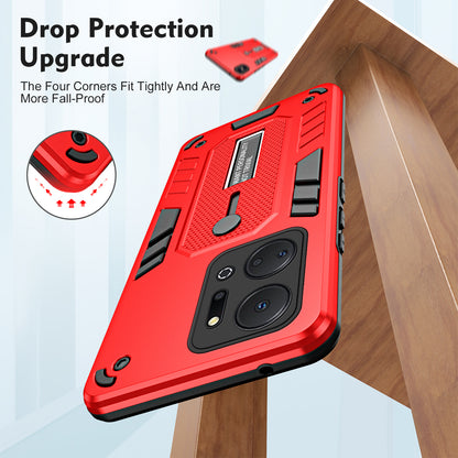 For Honor X7a 4G Hidden Kickstand Phone Case TPU+PC Back Cover with Finger Ring Strap