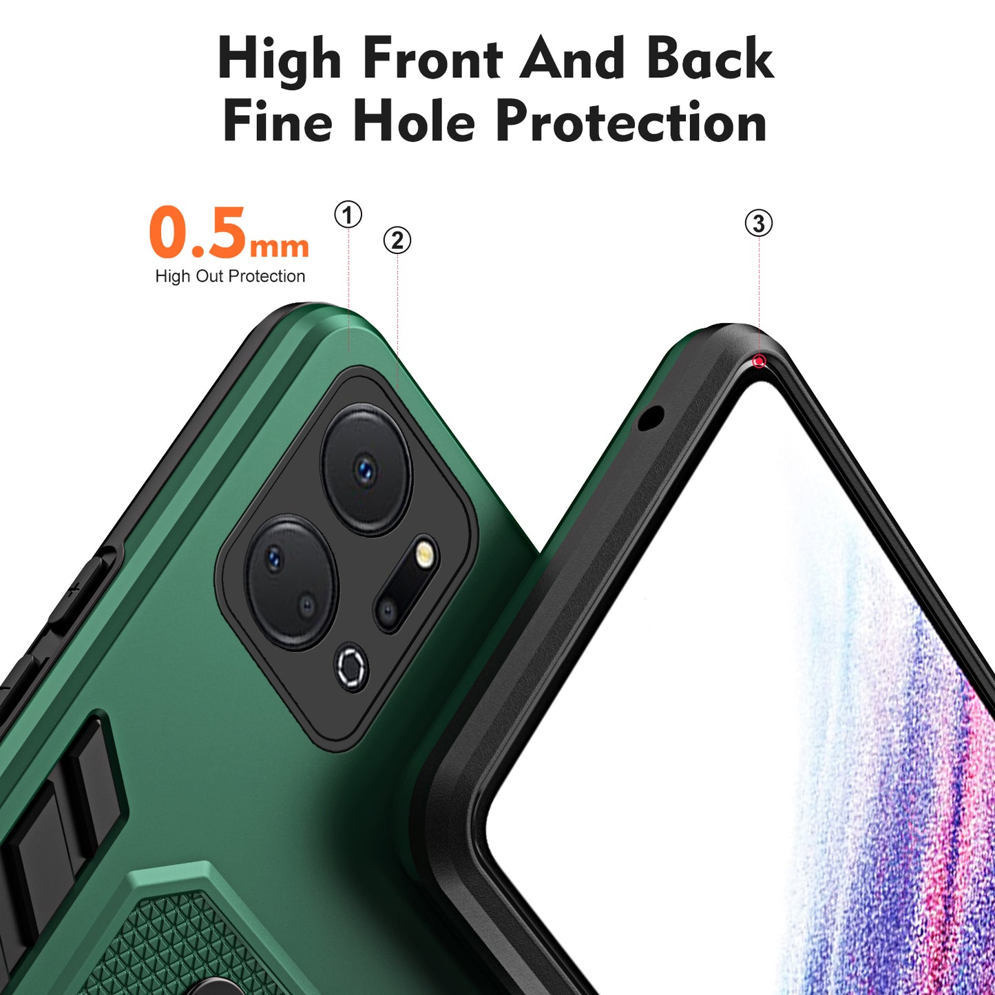 For Honor X7a 4G Hidden Kickstand Phone Case TPU+PC Back Cover with Finger Ring Strap