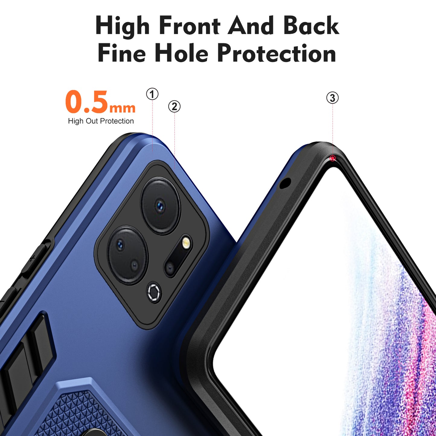 For Honor X7a 4G Hidden Kickstand Phone Case TPU+PC Back Cover with Finger Ring Strap