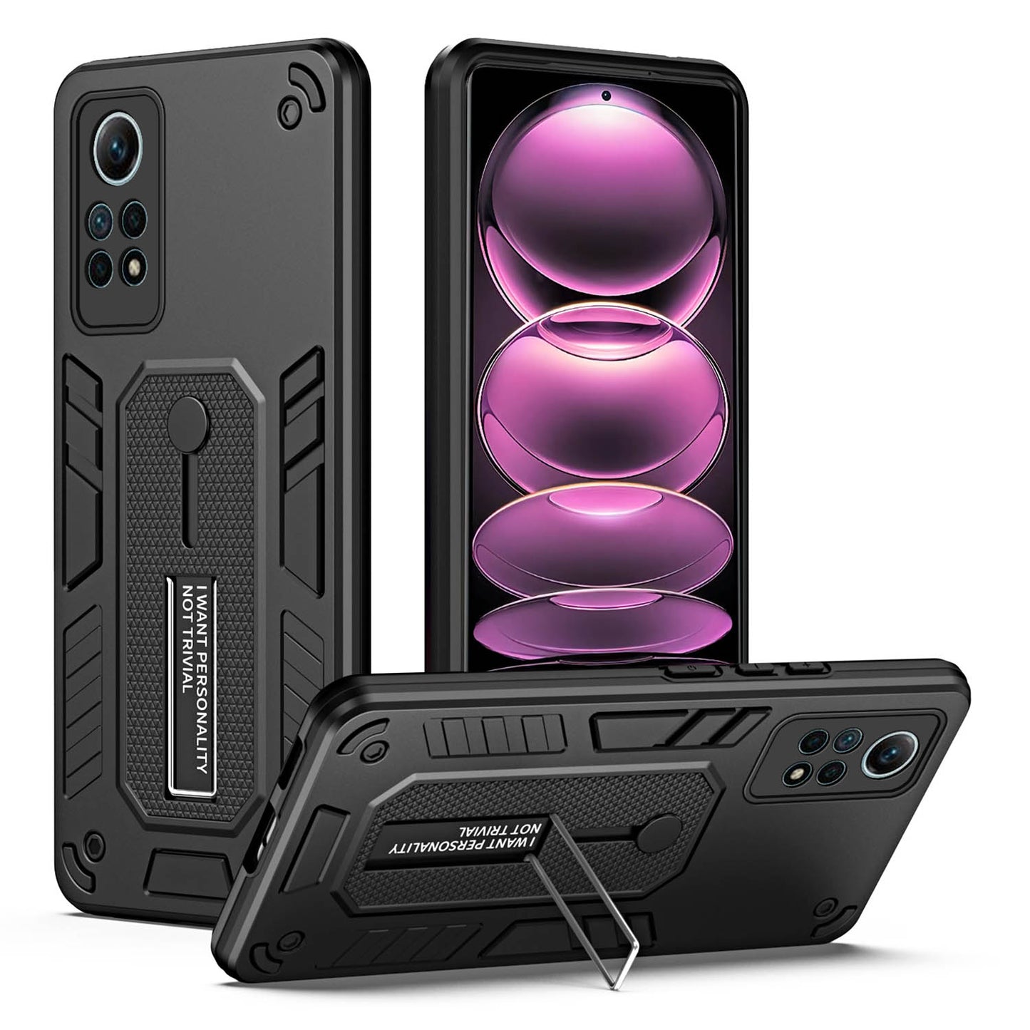 For Xiaomi Redmi Note 12 Pro 4G Metal Kickstand Phone Case Finger Ring Strap TPU+PC Cover