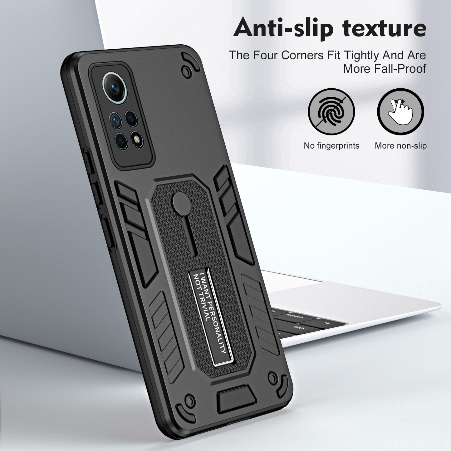 For Xiaomi Redmi Note 12 Pro 4G Metal Kickstand Phone Case Finger Ring Strap TPU+PC Cover